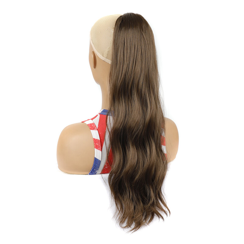 Drawstring Net Synthetic Ombre Curly Hair Ponytail Extensions Claw in Fake Pony tail Tail Hairpiece Long Clip in Blonde Wavy Wig