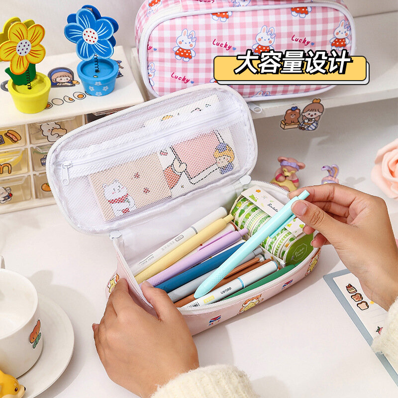Cute Pencil Box para Estudantes, Kawaii Pen Case, Saco de Material Escolar, Papelaria Presente