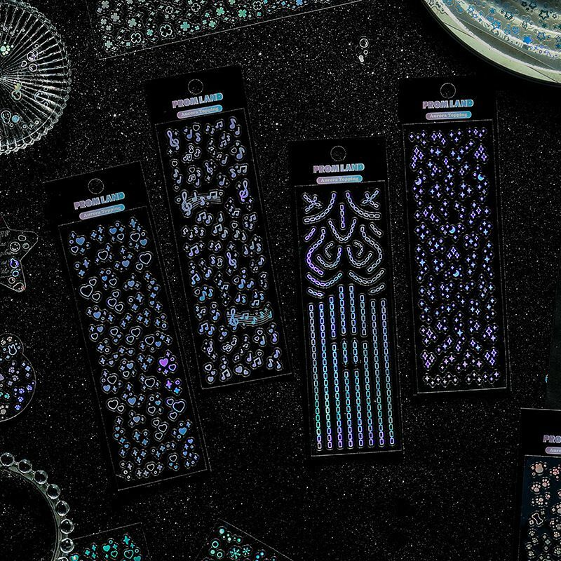 MOHAMM 12 arkuszy wodoodporne błyszczące gwiazdy laserowe Dot dekoracyjne naklejki dla scrapbookingu DIY fotokartka dekoracja kolaż
