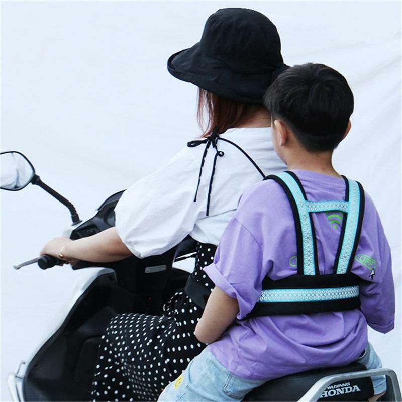 Arnés de seguridad reflectante para niños, correa de asiento de bicicleta, cinturón de seguridad para motocicleta