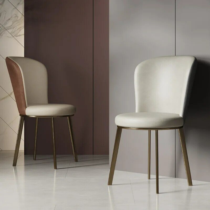 Кожаные обеденные стулья в скандинавском стиле, домашний стул для спальни, кухни, простой современный стул с одной спинкой для ресторана, гостиной