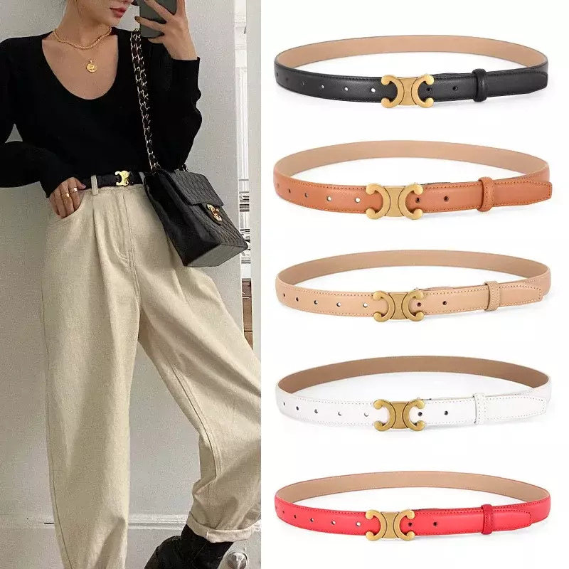 2024 New Korean Version Minimalist Belt Women's Leather Belt with Cowhide Matching Sweater Windbreaker Decorative Belt