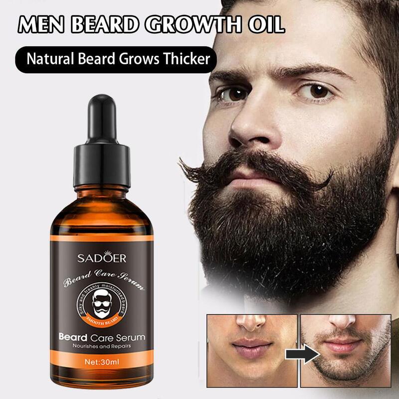 Huile de croissance de barbe naturelle pour hommes, 30ml, hydratant, lissage, soin de la barbe, outils fringants, conditionneur, messieurs Z2K6