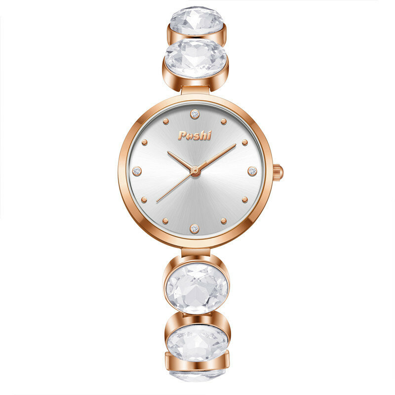 Jam tangan Quartz mode serbaguna wanita, jam tangan Dial kecil tahan air 30M emas mawar merah wanita