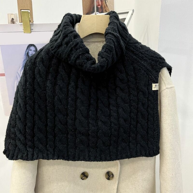 Twist High Collar Shawl Simple Warm Solid Color Knitted Shawl Wraps Clothes Decoration Accessories Shawl Wraps Girl