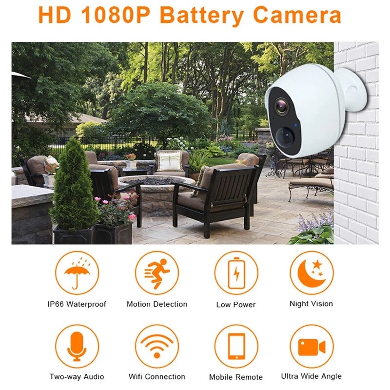 1080P Tuya inteligentne kamery IP bezprzewodowa kamera z baterią WiFi noktowizor automatyczne śledzenie kamera monitorująca bezpieczeństwo w domu w pomieszczeniach