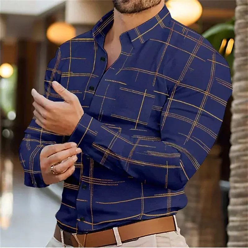 Summer Men's Shirt Long Sleeve XS-6XL Fashionable Lapel Single Breasted Cardigan Real Pockets Hawaiian Casual Men's Shirt