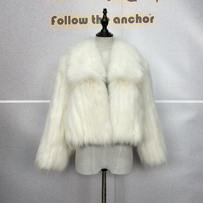 Jaqueta de pele real Fox feminina, casaco costurado com ferramentas, tira doce, moda inverno, 2022
