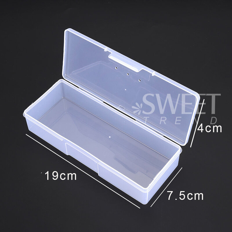 Clear Pink Nail Art Storage Box, Acessórios de plástico, Container, Packaging Case, Nail Pen, Brushes, Files, Manicure Tool