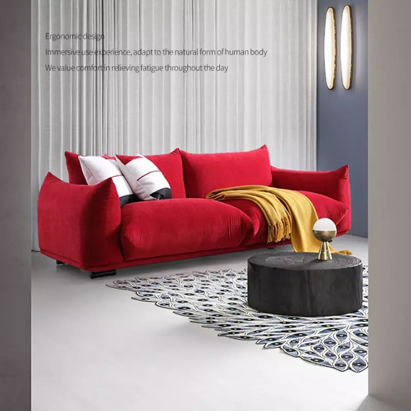 Nowoczesny minimalistyczny projektant miękka dekoracja Sofa materiałowa poleca mały apartament amerykański siateczkowy czerwony meble do salonu