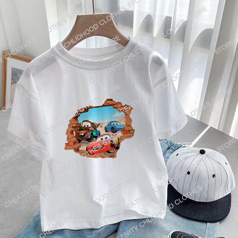 Disney Cars Children T-Shirt Lightning McQueen Cartoons Kid Tee Shirts Anime Kawaii Tops Casual Clothes Boy Girl Short Sleeve