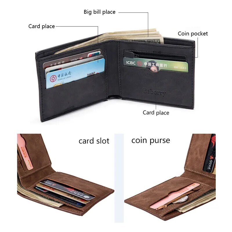 Darmowa nazwa grawerująca męskie portfele etui na karty wysokiej jakości męskie torebki ze skóry PU mały portmonetka na zamek błyskawiczny portfel męski