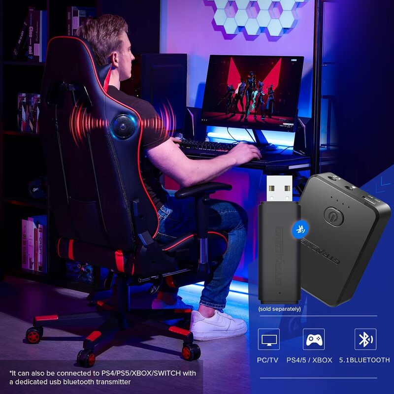 Chaise de jeu ergonomique avec repose-pieds, haut-parleurs de jeu vidéo, Bluetooth, musique, ordinateur, rapide