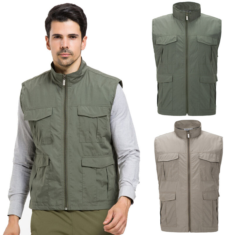 Hot Outdoors Fishing Vest Quick Dry Man Multiple Pockets Breathable Comfortable Wear-Resisting Women Vests Reporter Interview
