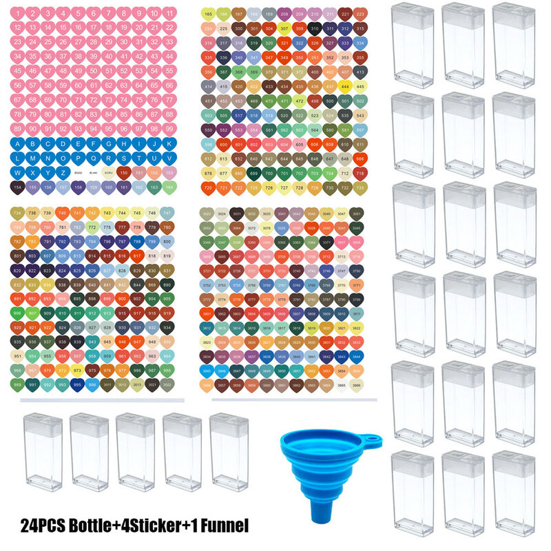 DMC color Sticker with 24/20/10PCS Diamond Storage bottles Beads Storage Box DIY Diamond Painting Accessories ,Beads Bottles Kit