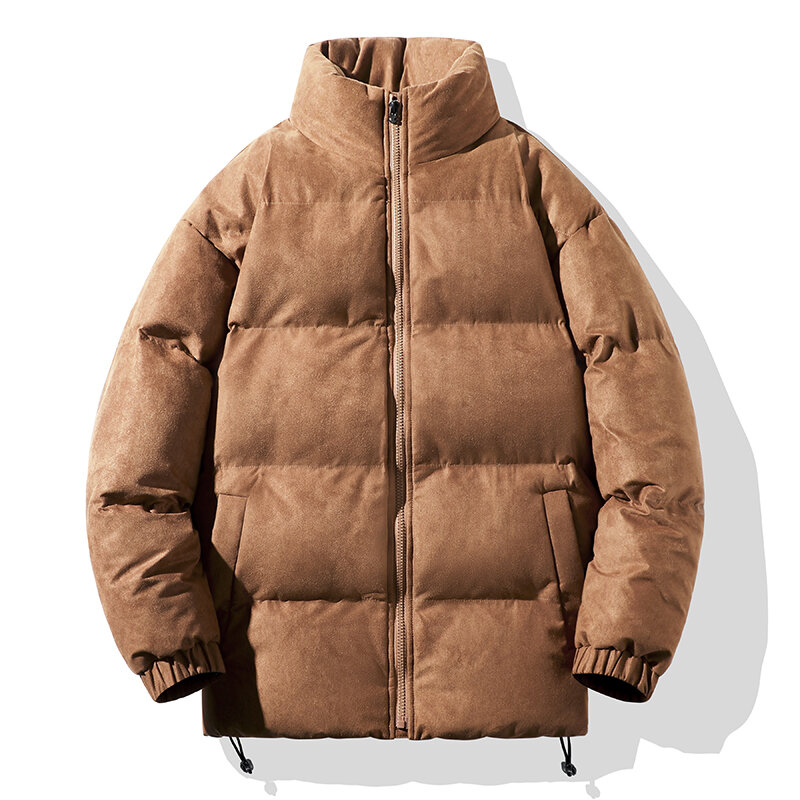 Jaqueta de algodão versátil masculina, casaco grosso e quente, gola alta, encaixe solto, moda juvenil casual, nova, outono e inverno
