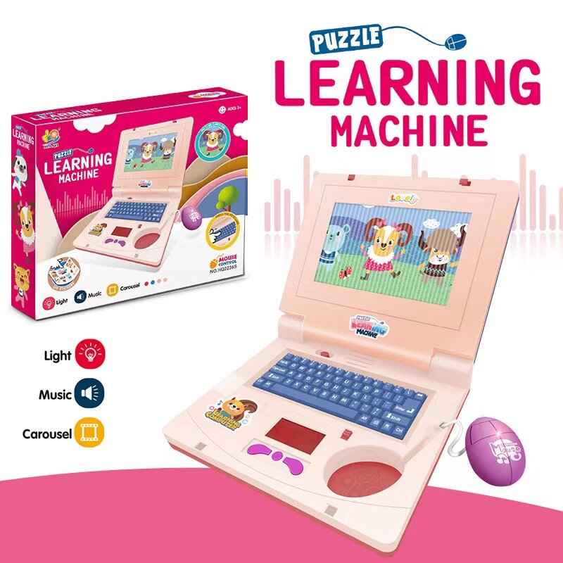 محاكاة الكمبيوتر المحمول مع الموسيقى الخفيفة الكرتون الكمبيوتر لعبة أطفال المنزل التنوير صوت التعليم المبكر لعبة