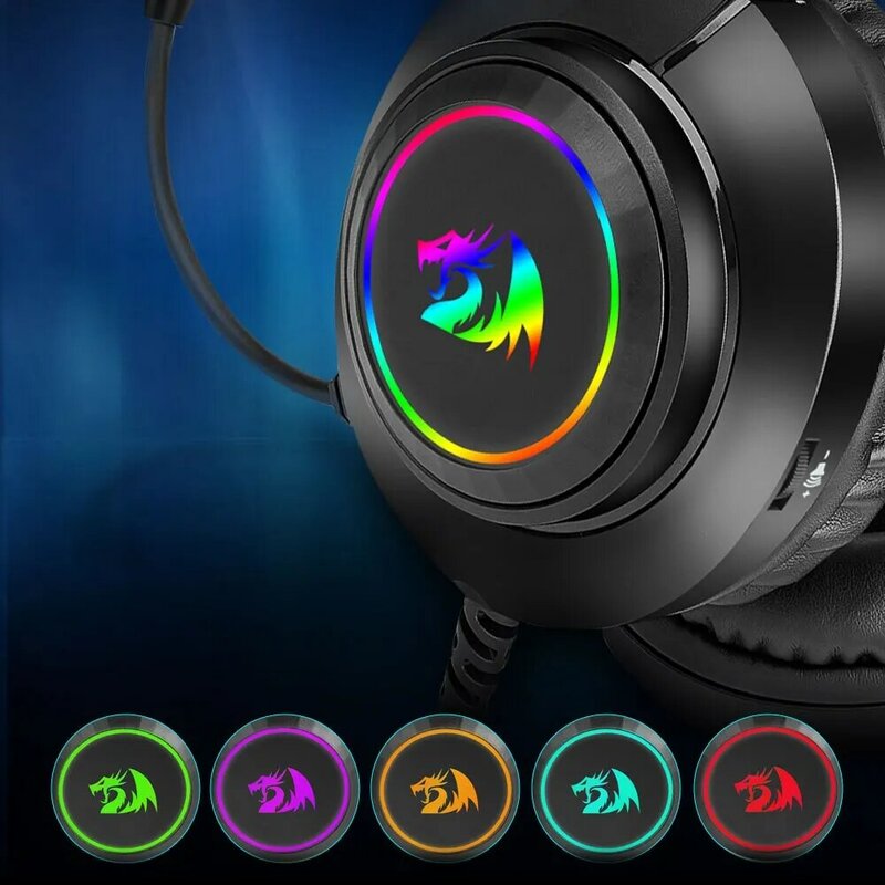 REDRAGON HYLAS H260 RGB Gaming Headphone,3.5mm Surround Sound Komputer PC Zestaw Słuchawkowy Mikrofon do PS4 Switch Xbox-one