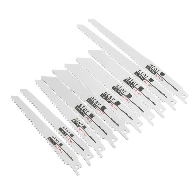 STONEGO Power Tool Accessories - 10PCS Jig Saw and Reciprocating Saw Blades for Wood and Metal Cutting in Woodworking