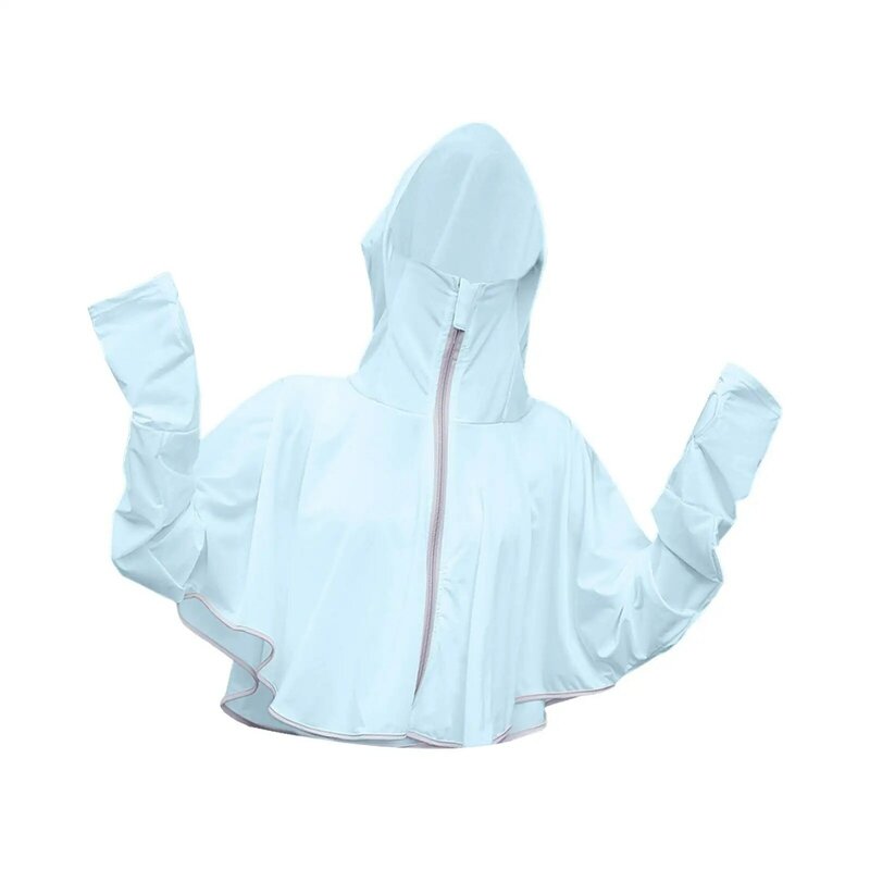 Women Hooded Sun Protection Shirt Summer Sunscreen Clothes Breathable for Beach Sports, Vacation, Walking Smooth Hiking Jacket