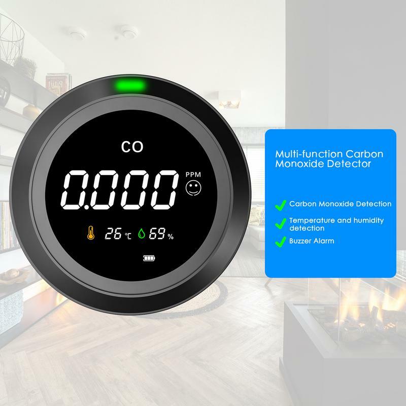 Monitor Detector de monóxido de carbono, alarma de CO, sensible al sonido, con pantalla LCD, funciona con batería para