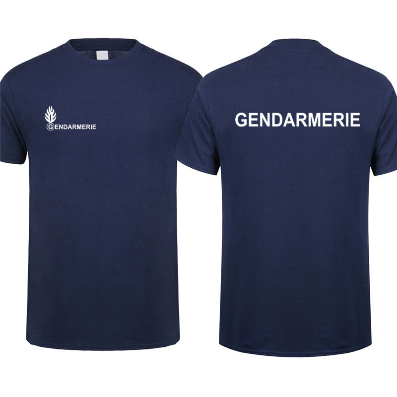 フランスのgendar-男性用半袖Tシャツ,コットン,襟,ブラウス,ファッションスタイル