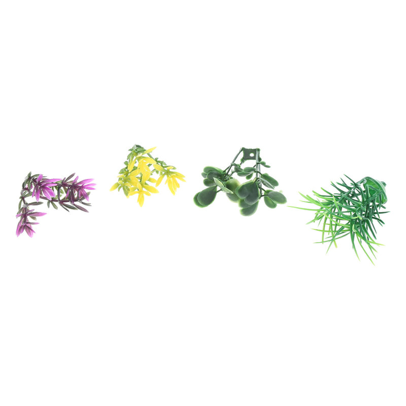 80 stücke Mini Blume Gras Blumen sträuße 4/5,5 cm Pflanze Busch Modelle gelb/lila/grün Sträucher DIY Zug Landschaft Fee Garten Puppenhaus