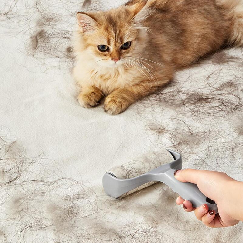 Limpiador de polvo para pelo de mascotas, removedor de alfombras, lavable con mango, rodillo adhesivo de papel, herramienta de cepillo de limpieza reemplazable