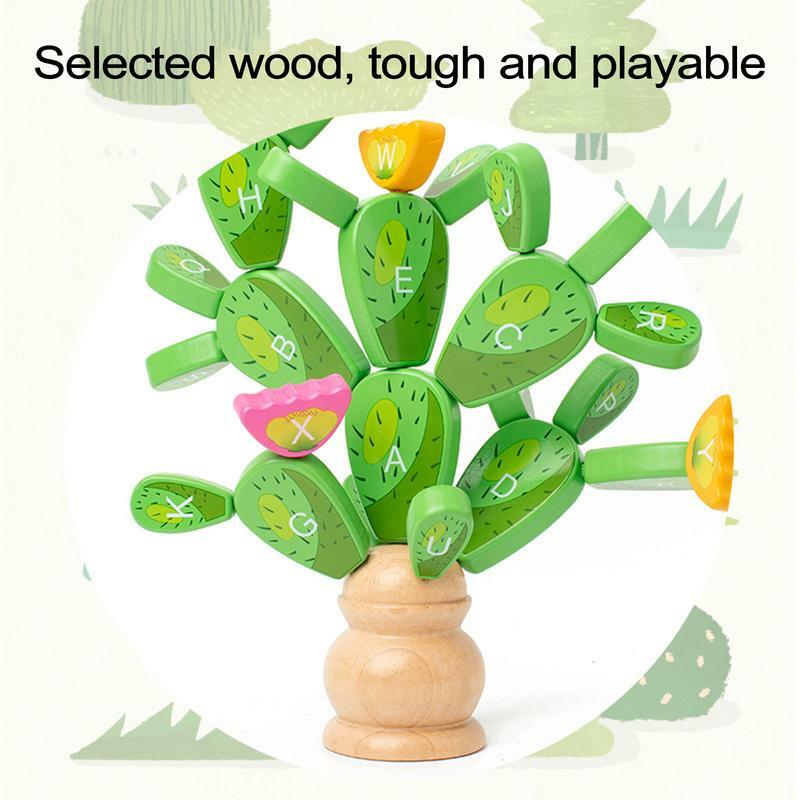 Mainan kaktus keseimbangan waktu bermain tahan lama mainan kayu unik mainan penyortir dalam bentuk kaktus hadiah rekreasi pendidikan dini