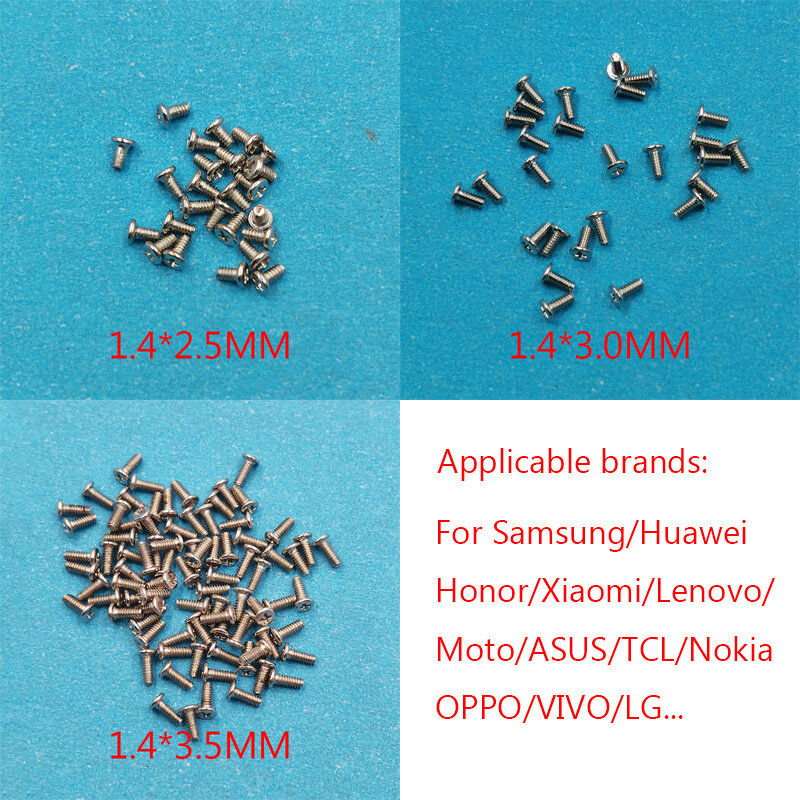 100 шт. винты 2,5 мм 3,0 мм 3,5 мм для Samsung/Huawei Honor/Xiaomi/Lenovo/Moto/ASUS/TCL/Nokia OPPO/Vivo/LG