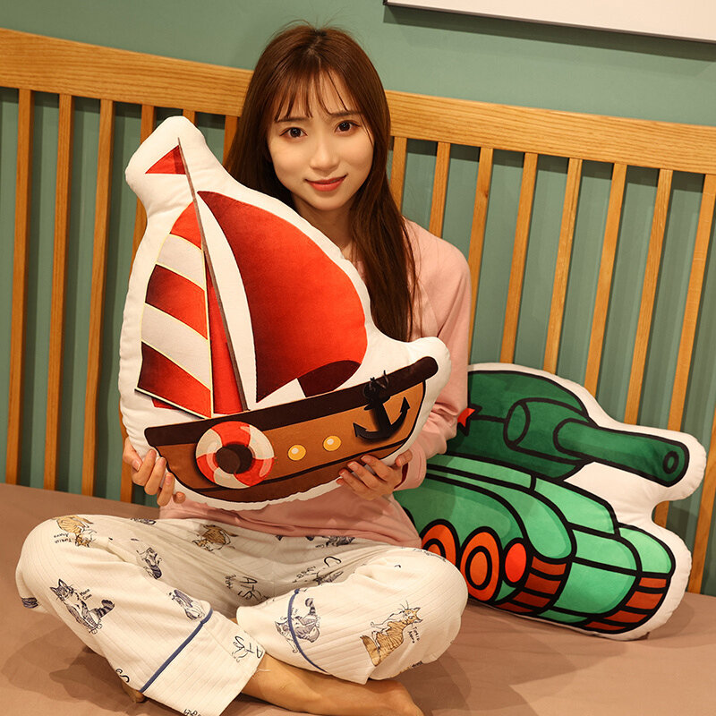 Kawaii Rocket mainan mewah boneka lucu bantal tidur lembut dekorasi Sofa tangki kapal selam mainan hadiah Natal pacar