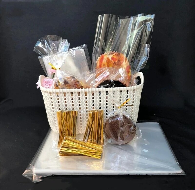 Sachets en cellophane transparents, sachets en plastique transparents OPP pour emballage de bonbons, sucettes, biscuits cuits, emballages de mariage, sacs-cadeaux