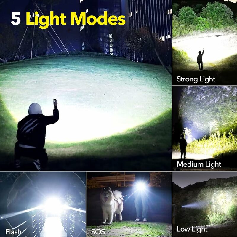 Hochleistungs-LED-Taschenlampe Typ-C USB wiederauf ladbare taktische Langstrecken-Taschenlampe starkes Licht Lampe im Freien ultra leistungs starkes Blitzlicht
