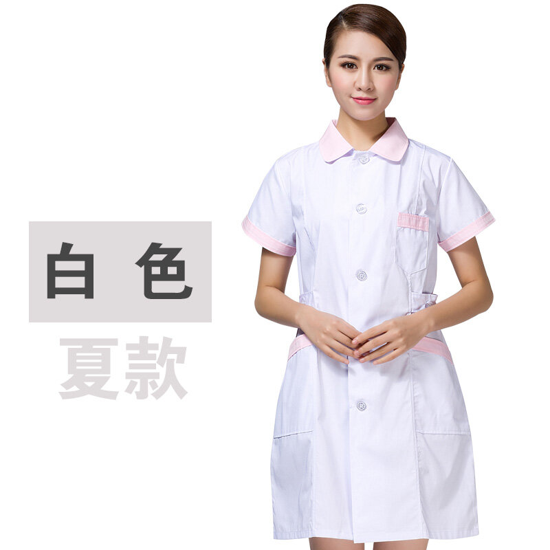 Женское платье-блузка с коротким рукавом, Летнее Длинное Платье для медсестры, одежда для работы в больничном учреждении
