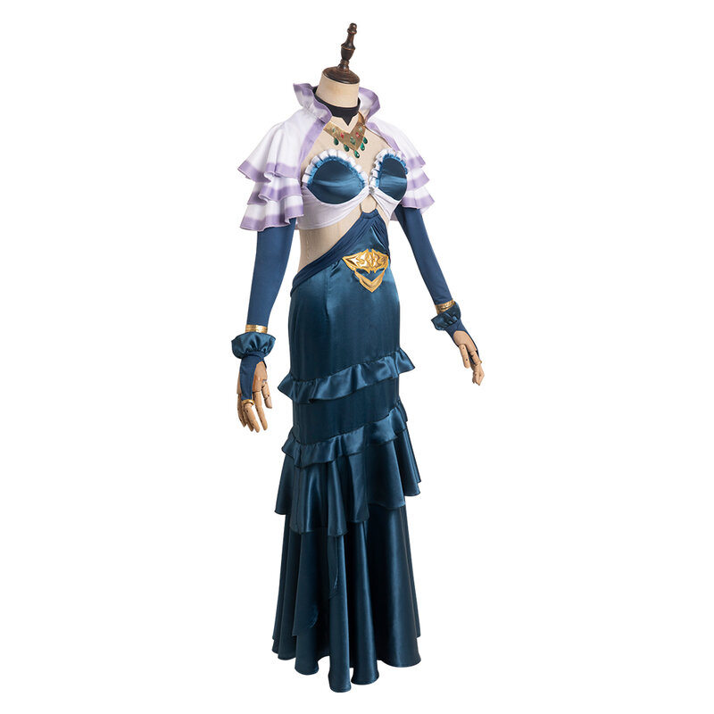 OVERLORD IV 알베도 코스프레 코스튬, 성인 여성 판타지 원피스 목걸이 장갑 의상, 할로윈 카니발 파티 세트