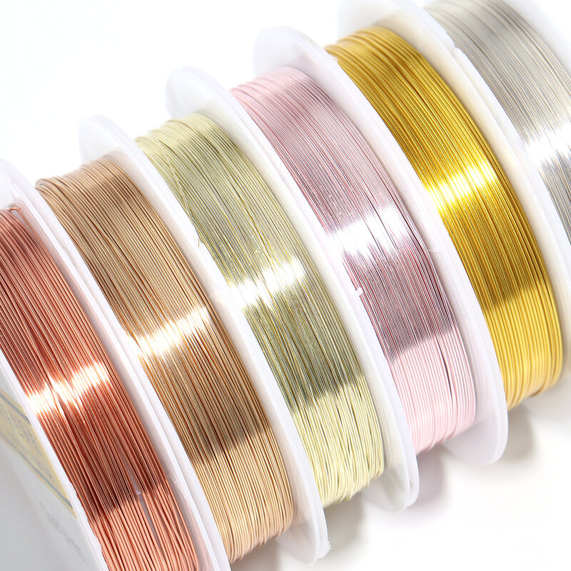 Alambre de cobre de alta calidad para fabricación de joyas, 6 colores, sin decoloración, para ABALORIOS