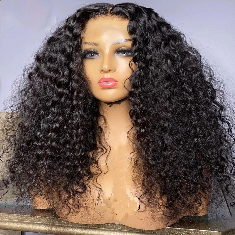 Black Heat Resistant Soft 180Density 26“  Long Kinky Curly Lace Front Wig For Women Babyhair Preplucked Glueless Daily Wig