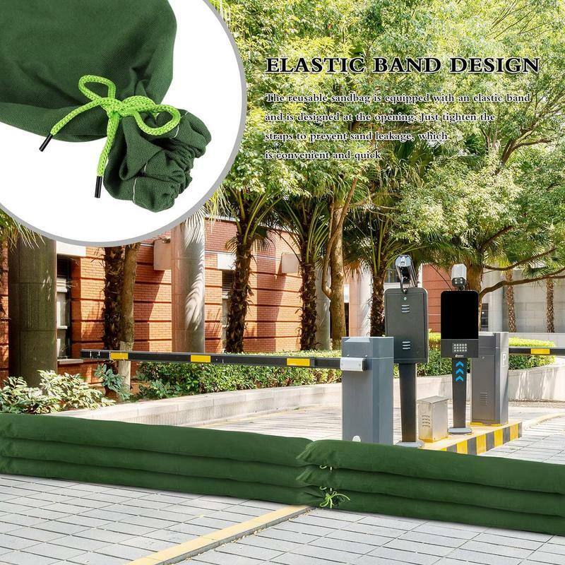 Reusable Sand Bags Thickened Green Sandless Sand Bags For Flooding Flood Water Barrier Sand Bags With Elastic Bands Garage Flood