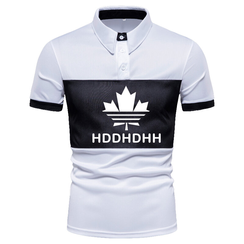 HDDHDHH ยี่ห้อพิมพ์เสื้อโปโลแขนสั้นเสื้อผู้ชายฤดูร้อนเสื้อยืด Colorblock หลวม Top