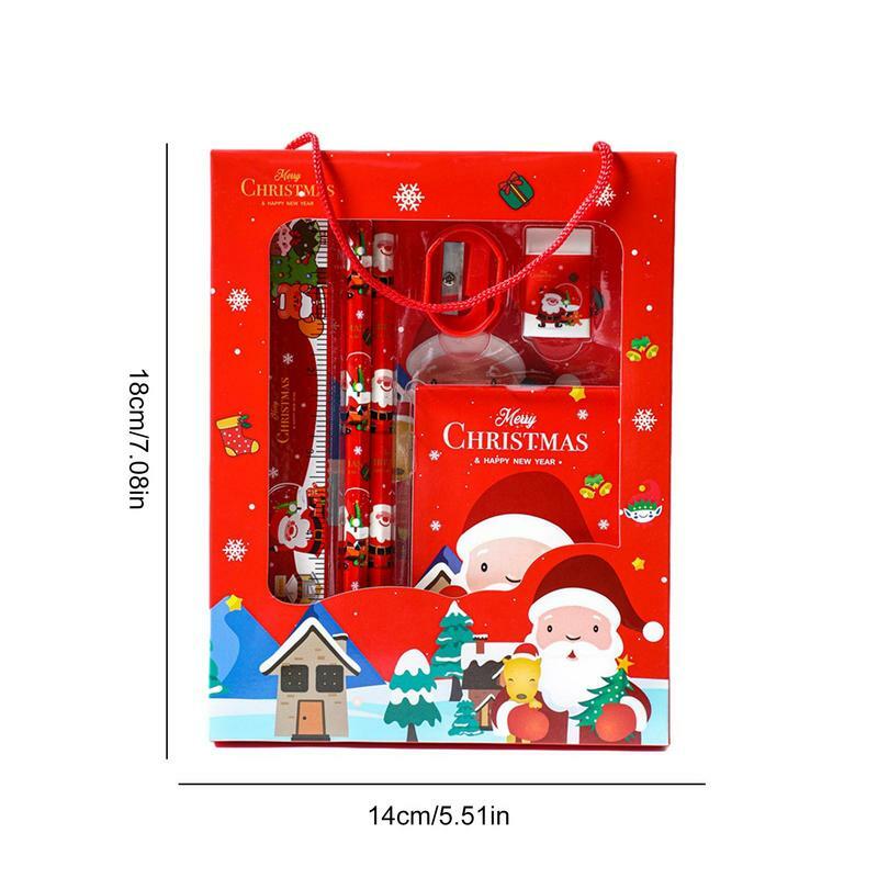 Christmas Pencil Erasers Set 6-Piece Student Stationery Gift Box Set Safe Stationery Tool For Kindergarten Prizes Christmas