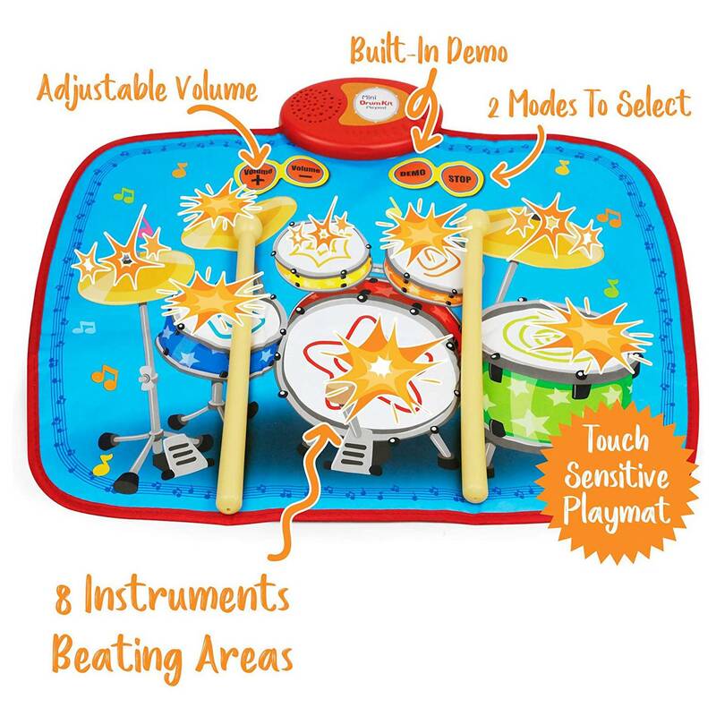 Детский дневной музыкальный игрушечный барабан для детей складной сенсорный инструмент игрушечный коврик лучший подарок для детей