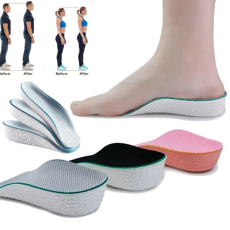 Memory Foam Altura Aumentar Palmilhas para Homens e Mulheres Sapatos, Flat Feet Arch Support, Orthopedic Sneakers Pads, Heel Lift