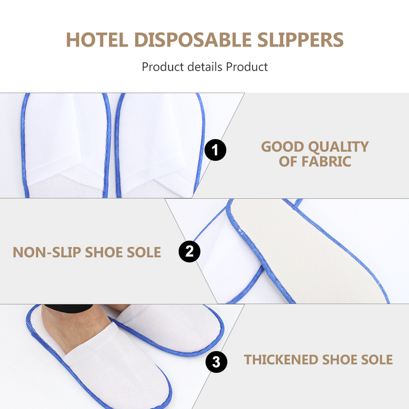 Slippers Disposable Hotel Slipper Toe Portable Open Spa Pedicure Travel Sandals Closed Guests Bulk Cloth Flops Shoes White Use