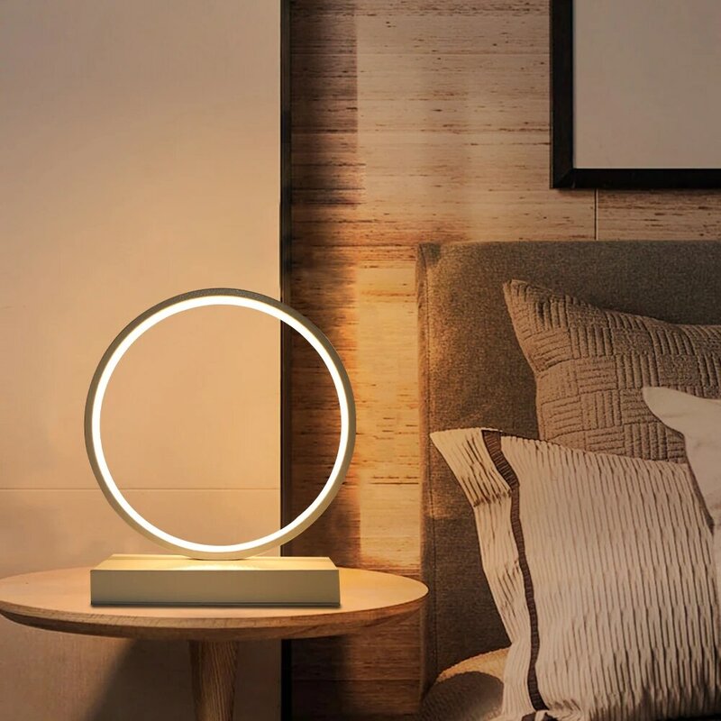 Warm White LED recarregável Ring Lamp, Ornamento com cabo USB, USB Switch, Night Light, Quarto de casa, Decoração moderna