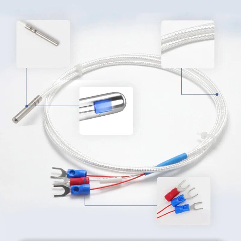 Stainless Steel PT100 Temperature Sensor Thermocouple with 0.5/1/2/3/4~10M Cable Temperature sensing high temperature waterproof