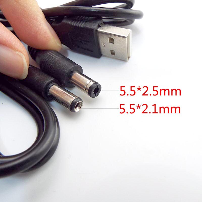 USB 2.0 Tipo A Macho para DC Plug Conector de Alimentação, Cabo de Extensão, Pequenos Dispositivos Eletrônicos, 0.8m, 5.5x2.1mm, 5.5x2.5mm Jack