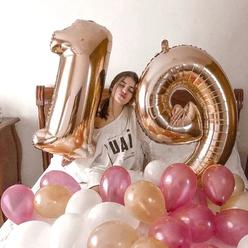 Balões grandes do hélio para o aniversário, 40 polegadas, grande número, número, feliz aniversário, decorações da festa de casamento, chuveiro, 40 polegadas