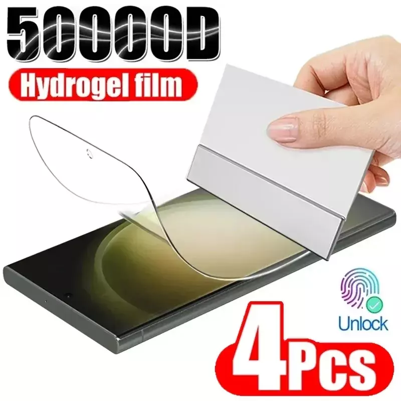 4 Stuks Hydrogel Film Voor Samsung S23 S22 S21 S24 Ultra S20 Fe S8 S9 S10 Plus Screenprotector Voor Galaxy Note 20 Ultra S10e 10 Plus