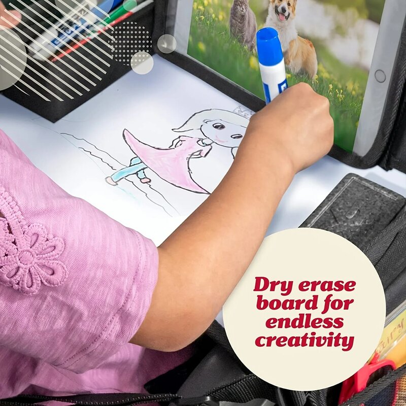 Podróże niezbędne dla dzieci taca podróżna, dla siedzenia samochodowe duża aktywność taca na kolana stół Organizer kieszeniowy uwielbiany przez małe dzieci, dzieci