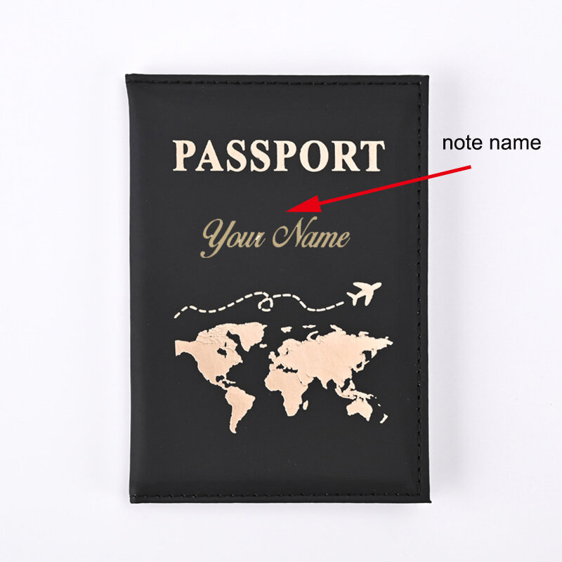 Kaart Paspoort Omslag Aangepaste Naam Paspoort Houder Reis Portemonnee Covers Voor Paspoorten Gouden Letters Passeport Personnalisé